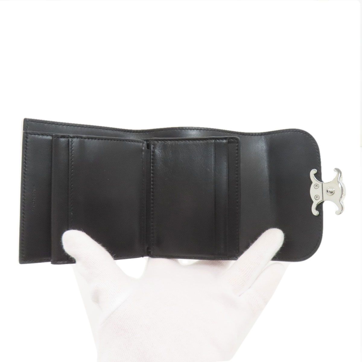 Celine Triomphe Flap Trifold Wallet Leather — view 5