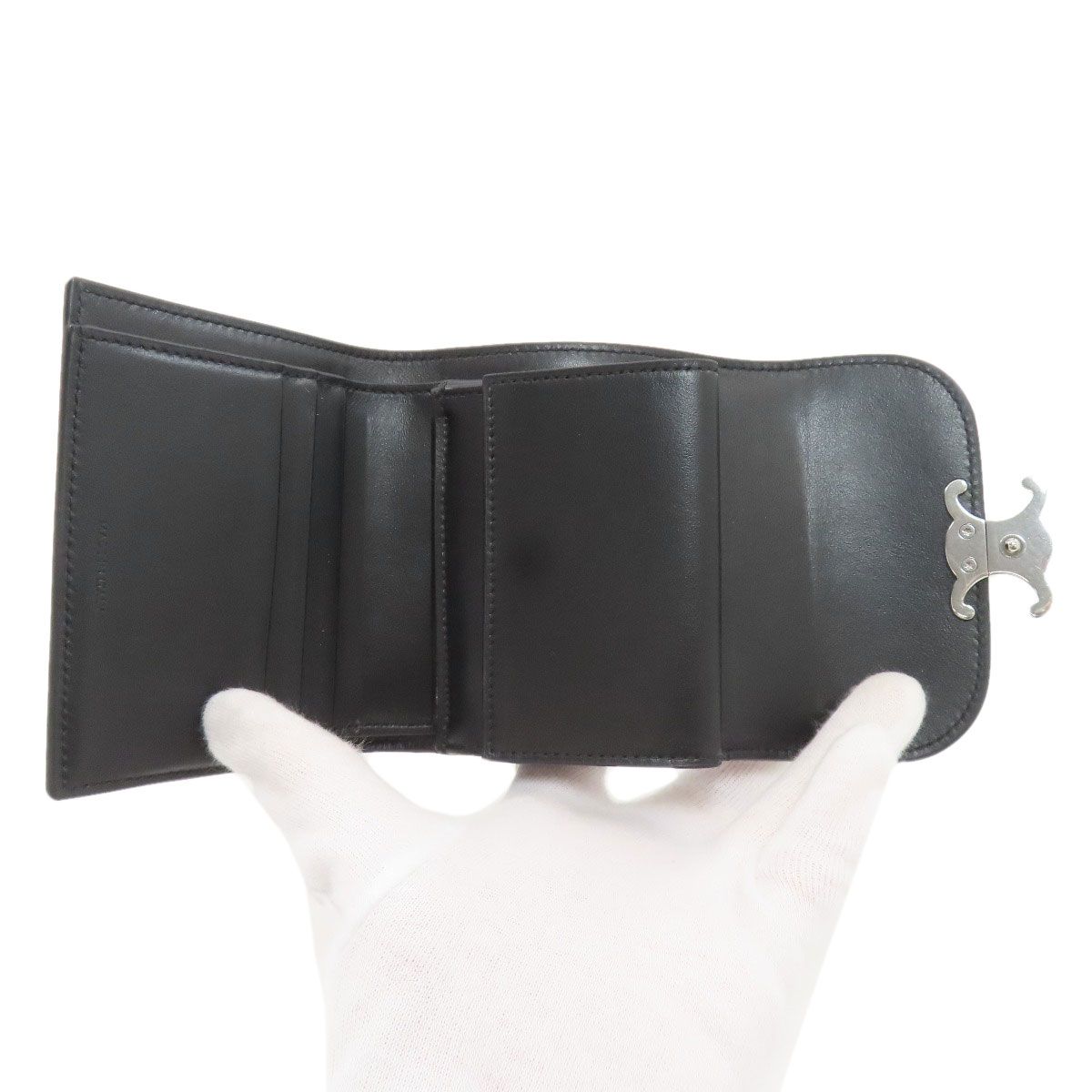 Celine Triomphe Flap Trifold Wallet Leather — view 4
