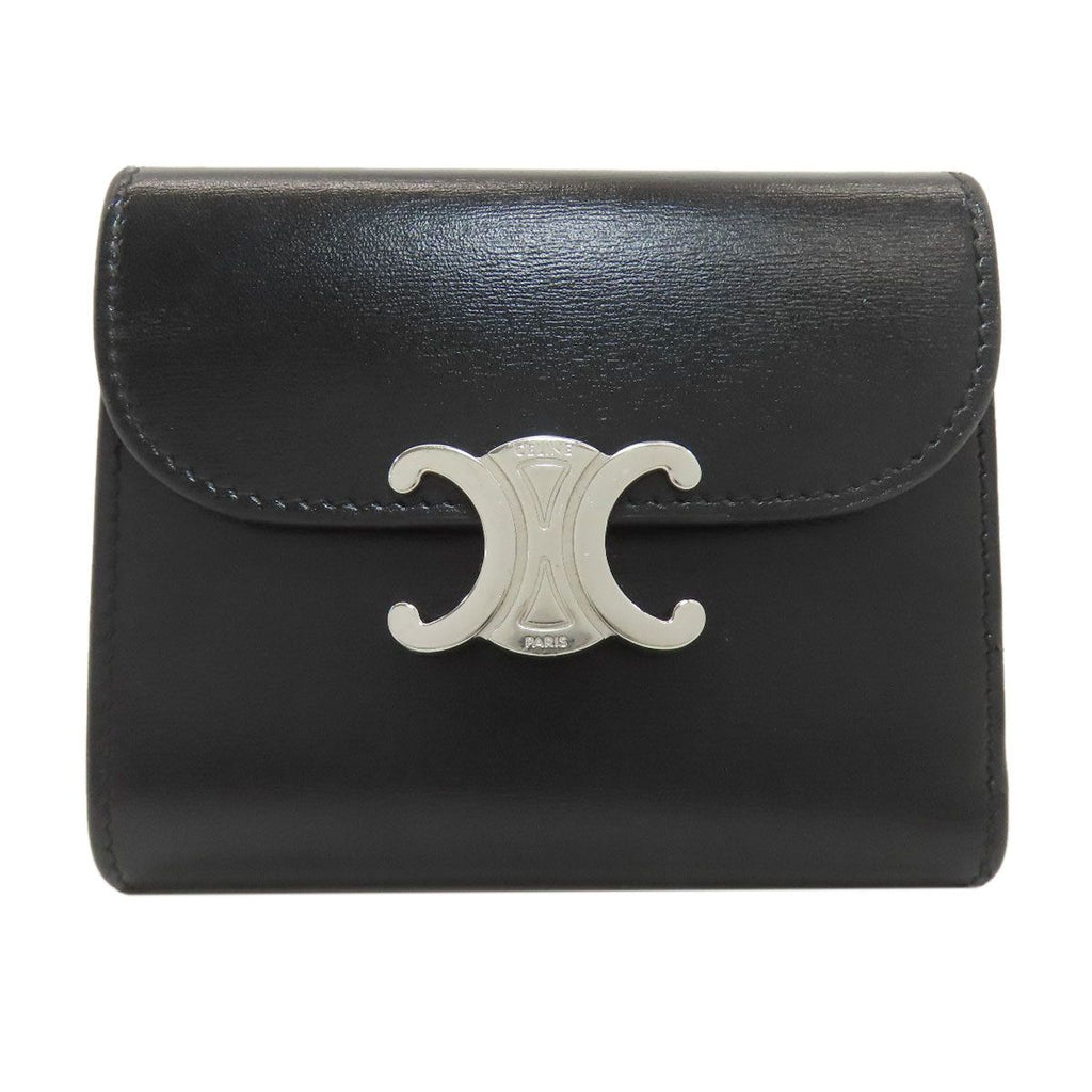Celine Triomphe Flap Trifold Wallet Leather