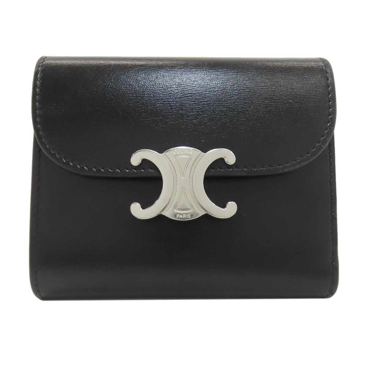 Celine Triomphe Flap Trifold Wallet Leather