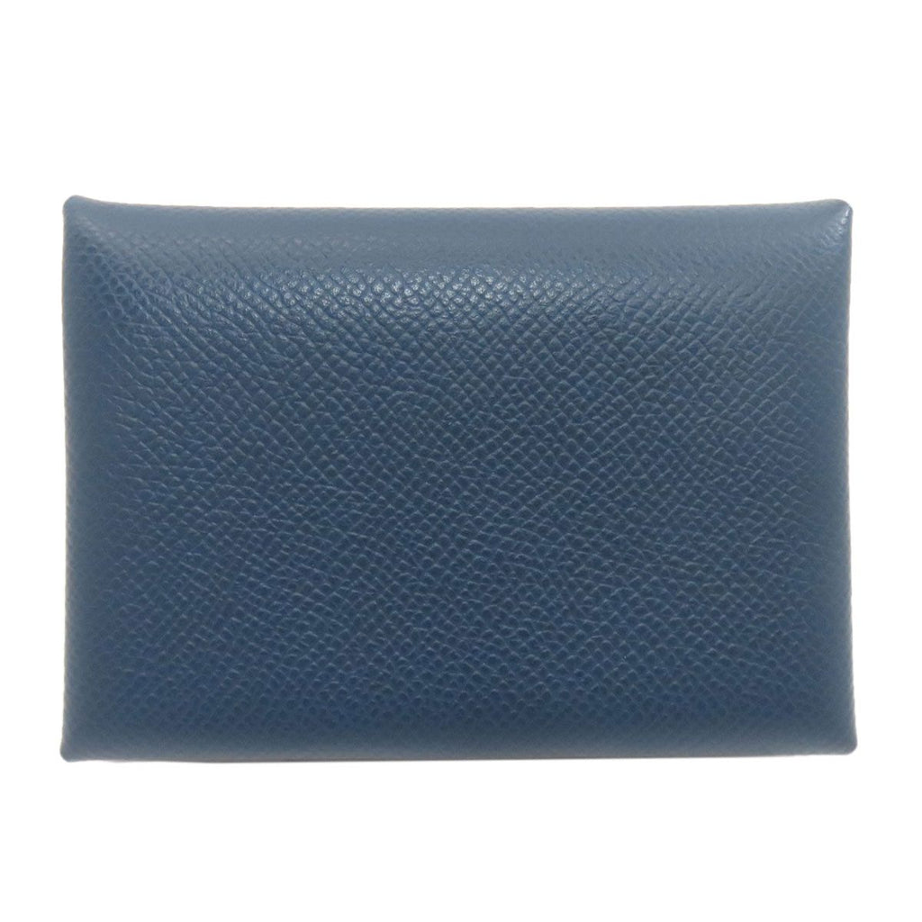 Hermes Calvi Duo Verso Silver Card Case Calf