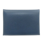 Hermes Calvi Duo Verso Silver Card Case Calf