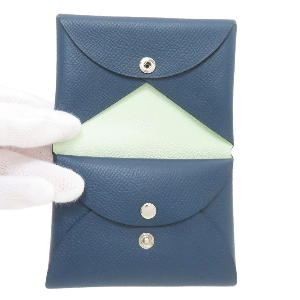 Hermes Calvi Duo Verso Silver Card Case Calf — view 4