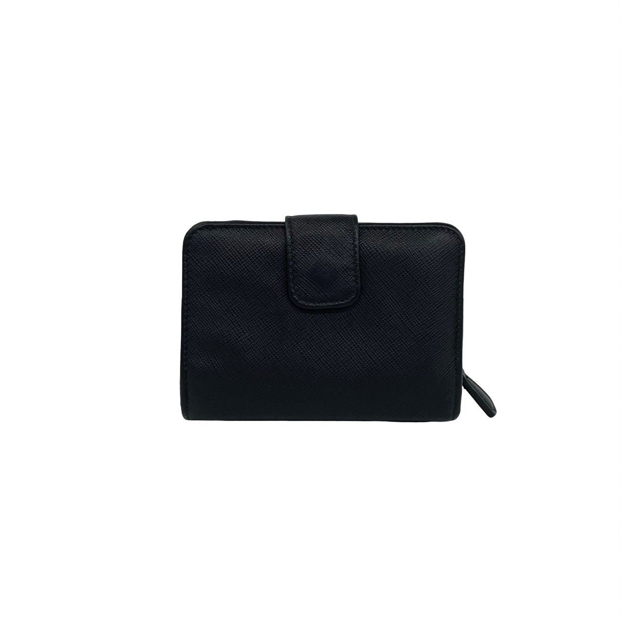 Prada Logo Saffiano Leather Bifold Wallet Mini Billfold Coin Purse Black — view 2