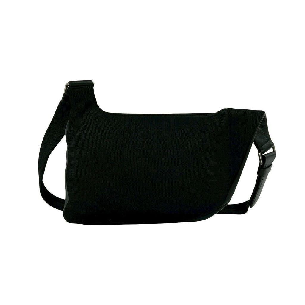 Prada Logo Leather Shoulder Bag Crossbody Pochette Black — view 3