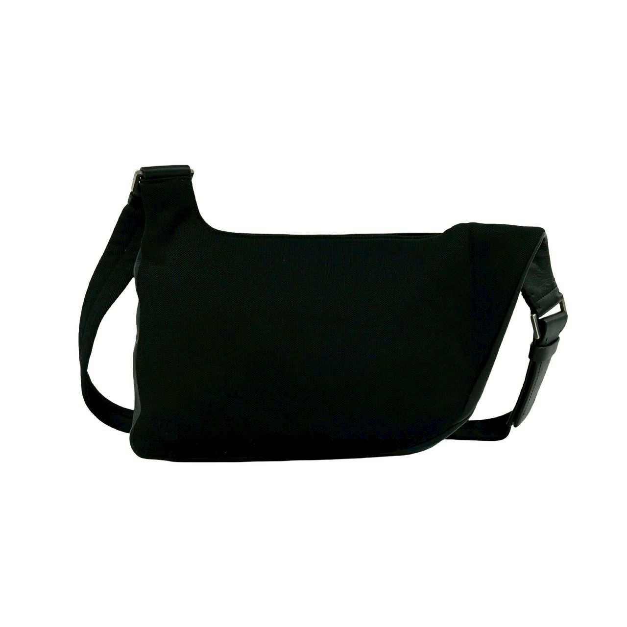 Prada Logo Leather Shoulder Bag Crossbody Pochette Black — view 3