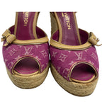 Louis Vuitton Sandals Jute Leather Monogram with Ribbon Purple — view 5