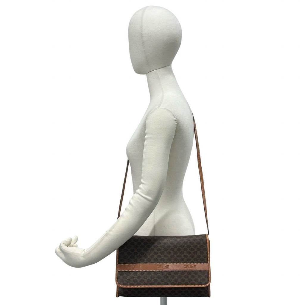 Celine Vintage Macadam Blason Triomphe Pattern Leather Shoulder Bag Pochette — view 2