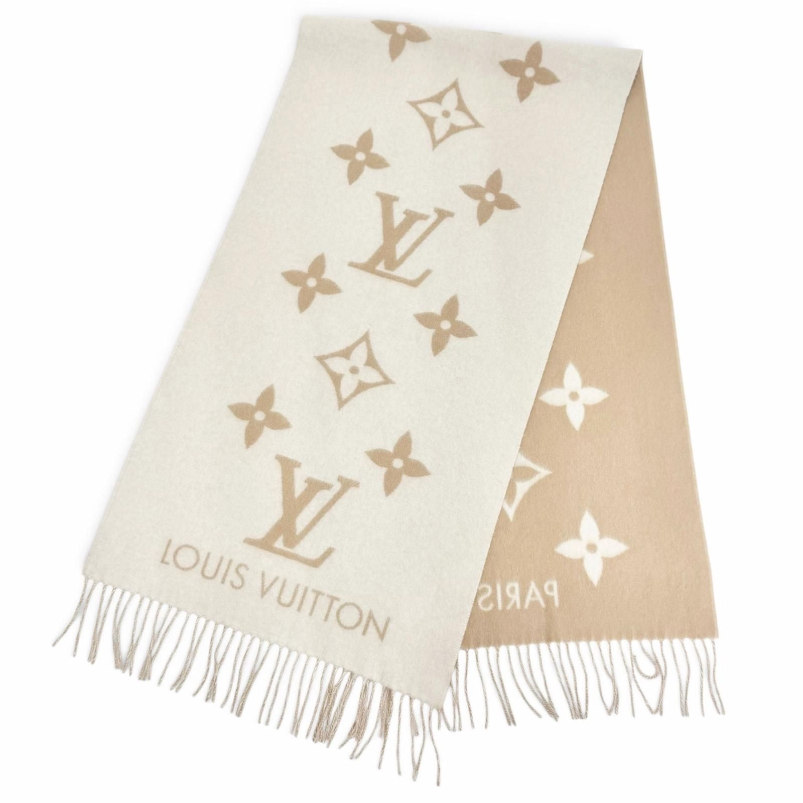 Louis Vuitton Scarf Reykjavik Cashmere Monogram Giant Pattern Shawl Beige — view 3