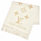 Louis Vuitton Scarf Reykjavik Cashmere Monogram Giant Pattern Shawl Beige