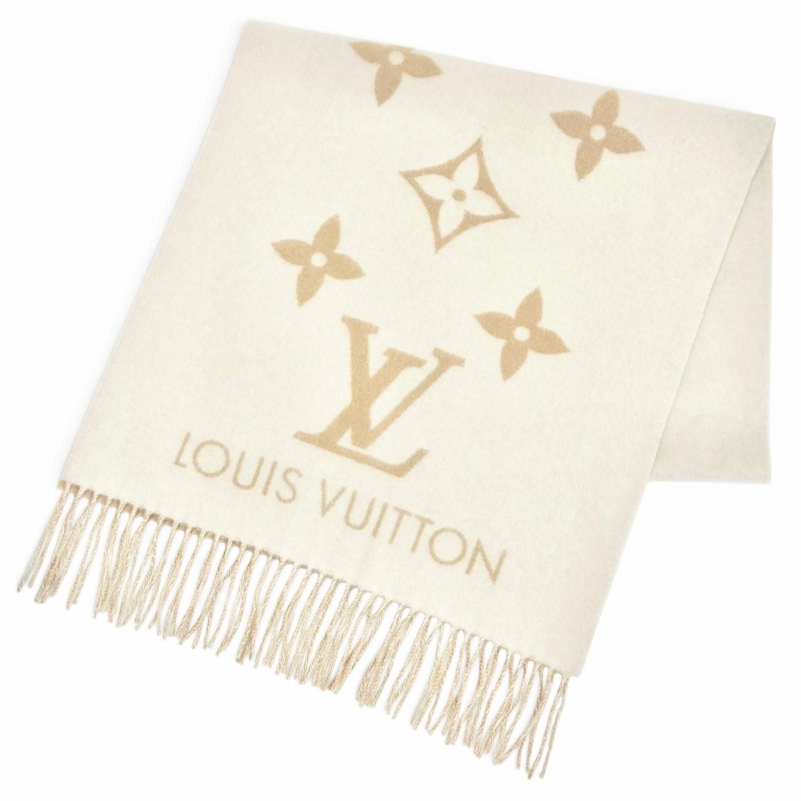 Louis Vuitton Scarf Reykjavik Cashmere Monogram Giant Pattern Shawl Beige
