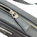 Prada Leather Triangle Logo Plate Crossbody Shoulder Bag Black Recommended — view 9