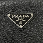 Prada Leather Triangle Logo Plate Crossbody Shoulder Bag Black Recommended — view 8
