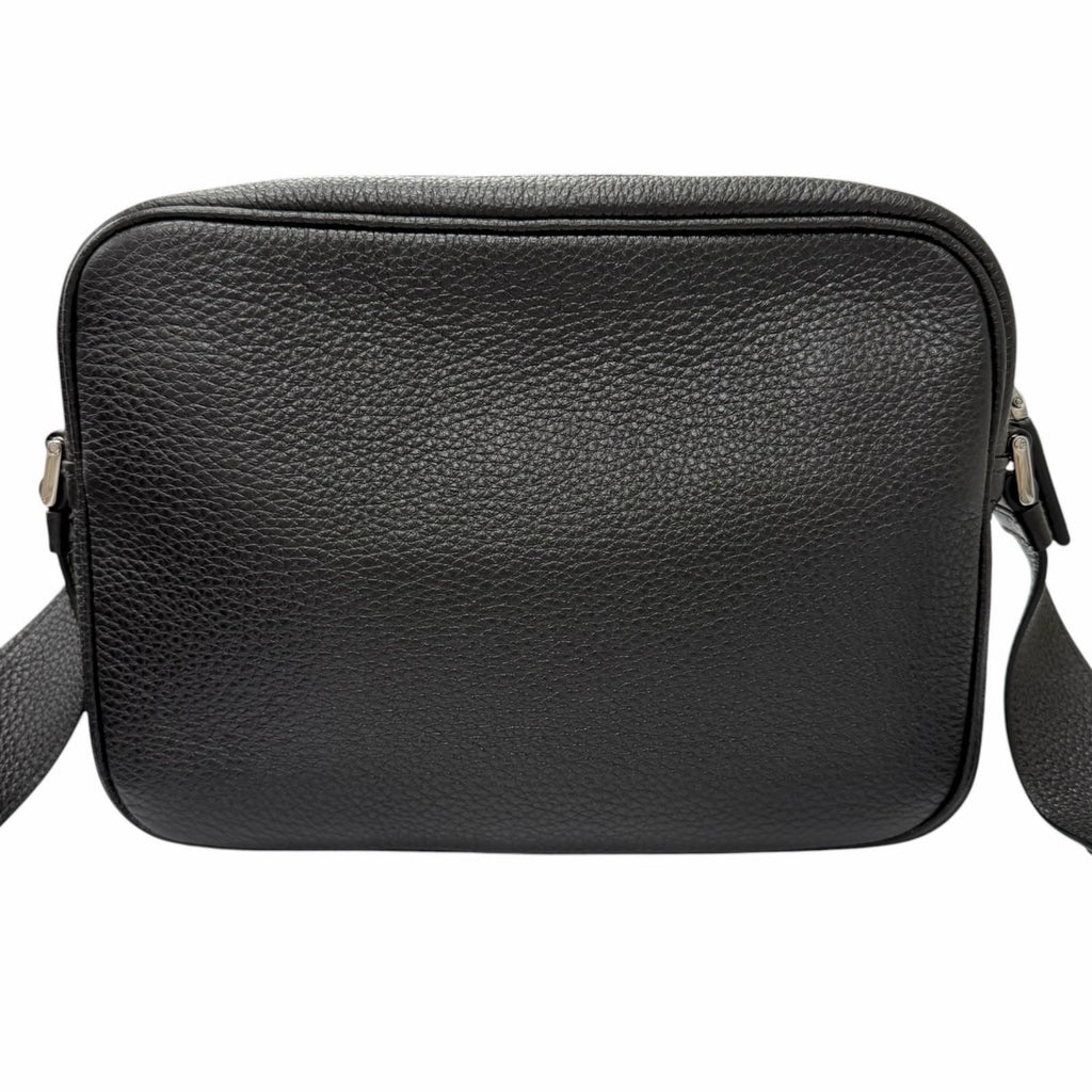 Prada Leather Triangle Logo Plate Crossbody Shoulder Bag Black Recommended — view 3