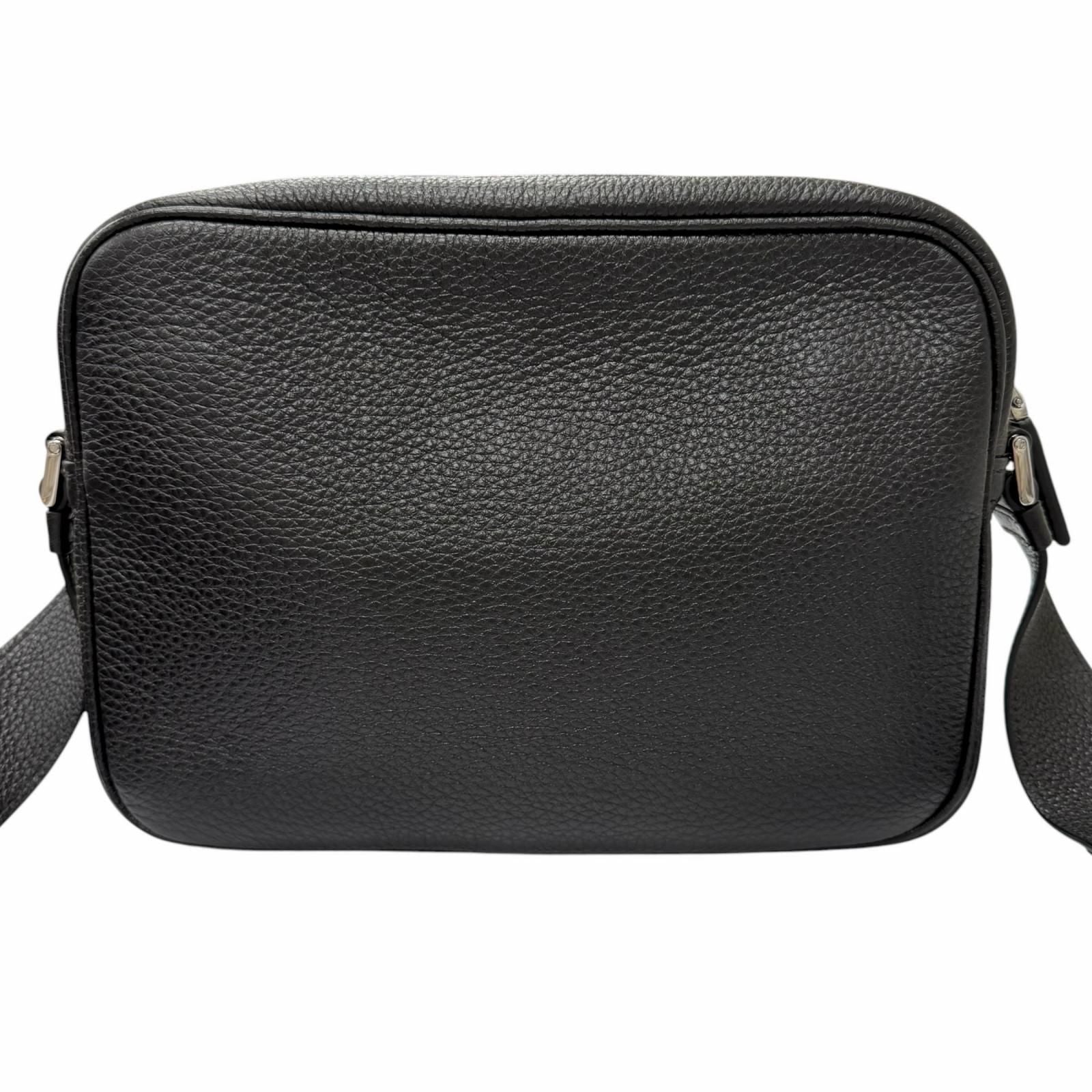 Prada Leather Triangle Logo Plate Crossbody Shoulder Bag Black Recommended — view 3