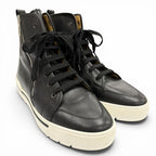 Hermes Leather Logo Side Zip Lace Up High Cut Sneakers Black — view 4