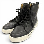 Hermes Leather Logo Side Zip Lace Up High Cut Sneakers Black — view 3