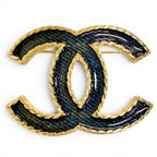 Chanel CC Logo Denim Brooch Gold Indigo Blue Recommended