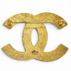 Chanel CC Logo Denim Brooch Gold Indigo Blue Recommended — view 3