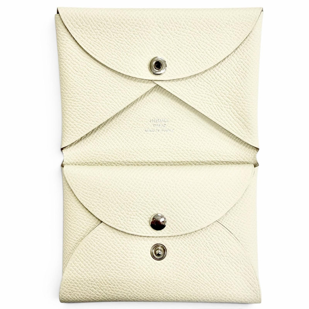 Hermes Calvi Duo Veau Epsom Cles Silver Compact Wallet Coin Case — view 5