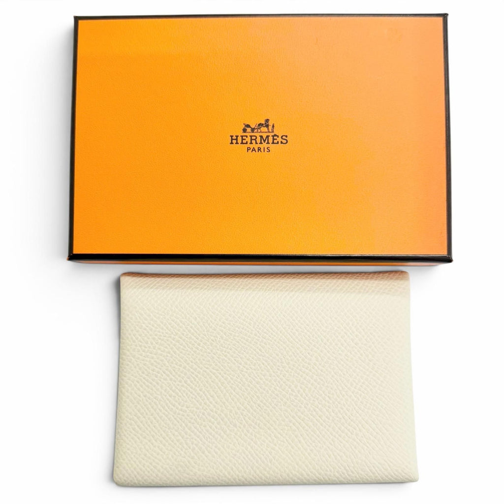 Hermes Calvi Duo Veau Epsom Cles Silver Compact Wallet Coin Case — view 2