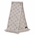 Louis Vuitton Echarpe Logo Mania Wool Silk Scarf with Fringe Gray — view 2