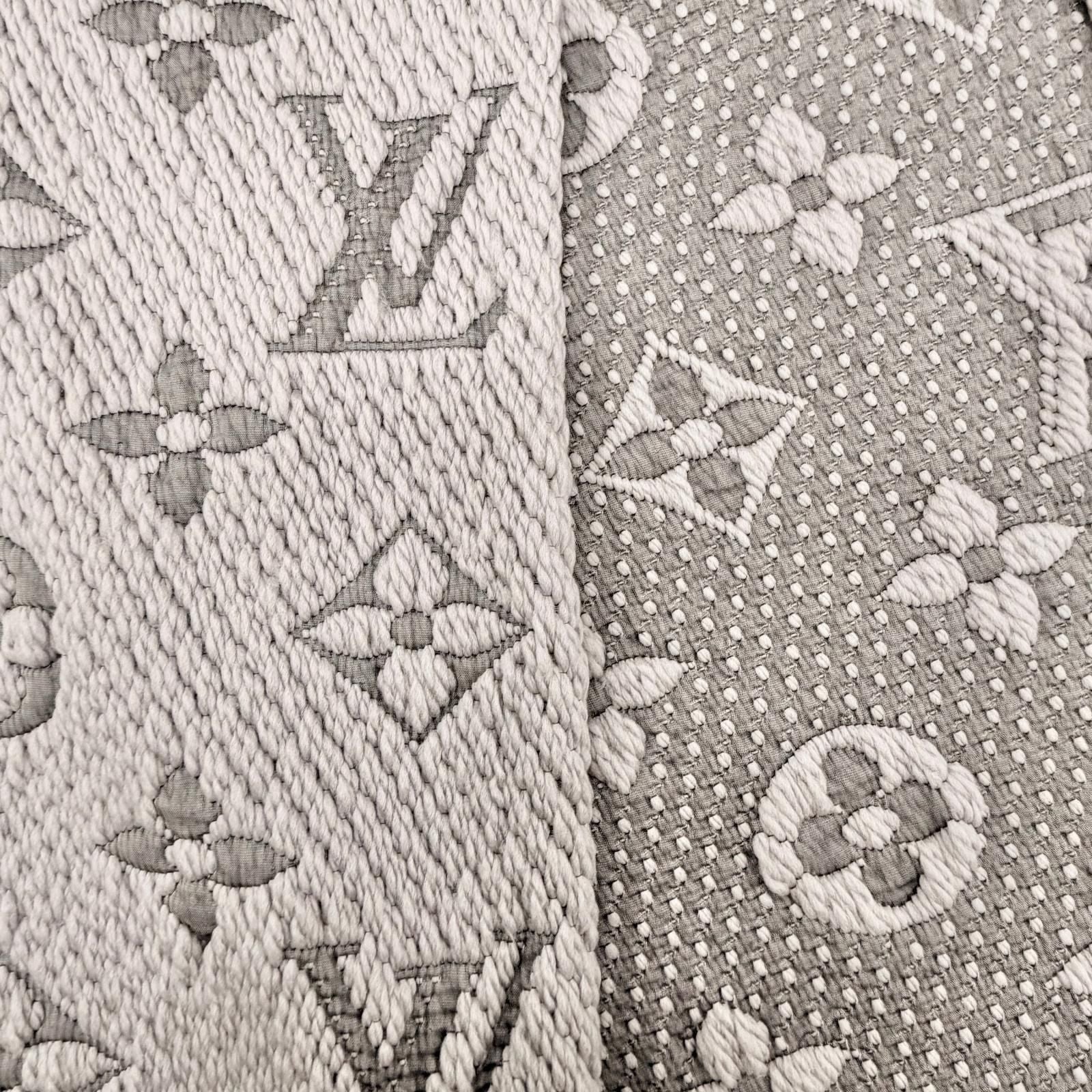 Louis Vuitton Echarpe Logo Mania Wool Silk Scarf with Fringe Gray — view 5