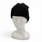 Chanel Cashmere CC Logo Hat Knit Cap Black — view 3