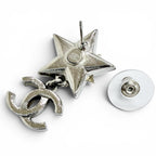Chanel CC Logo Rhinestone Strass Star Crystal Swing Earrings Chien Pants Gold — view 4
