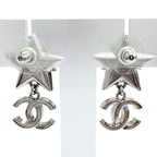 Chanel CC Logo Rhinestone Strass Star Crystal Swing Earrings Chien Pants Gold — view 3