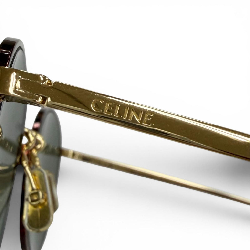 Celine Marble Pattern Boston Eyewear Sunglasses Brown Gold Green — view 9