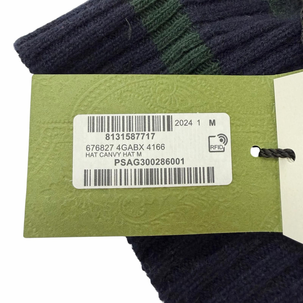 Gucci Cashmere Jumbo GG Knit Cap Navy Dark Green M 58 — view 8