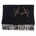 Hermes Cashmere Black Brown Ebony Leather Horsebit Logo Embroidery Reversible