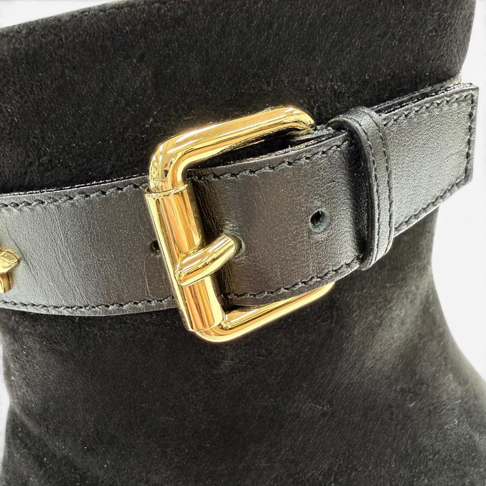 Louis Vuitton Silhouette Line Suede Leather Monogram Flower Heels LV Logo Short — view 9