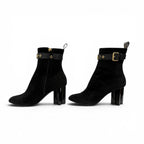 Louis Vuitton Silhouette Line Suede Leather Monogram Flower Heels LV Logo Short — view 2