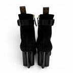 Louis Vuitton Silhouette Line Suede Leather Monogram Flower Heels LV Logo Short — view 4
