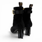 Louis Vuitton Silhouette Line Suede Leather Monogram Flower Heels LV Logo Short — view 5