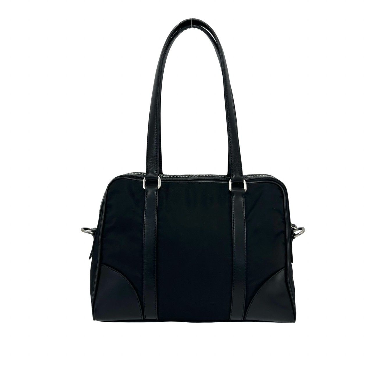 Prada Nylon Leather 2-Way Shoulder Bag Black — view 3