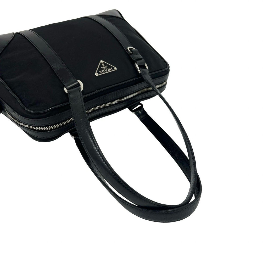 Prada Nylon Leather 2-Way Shoulder Bag Black — view 4