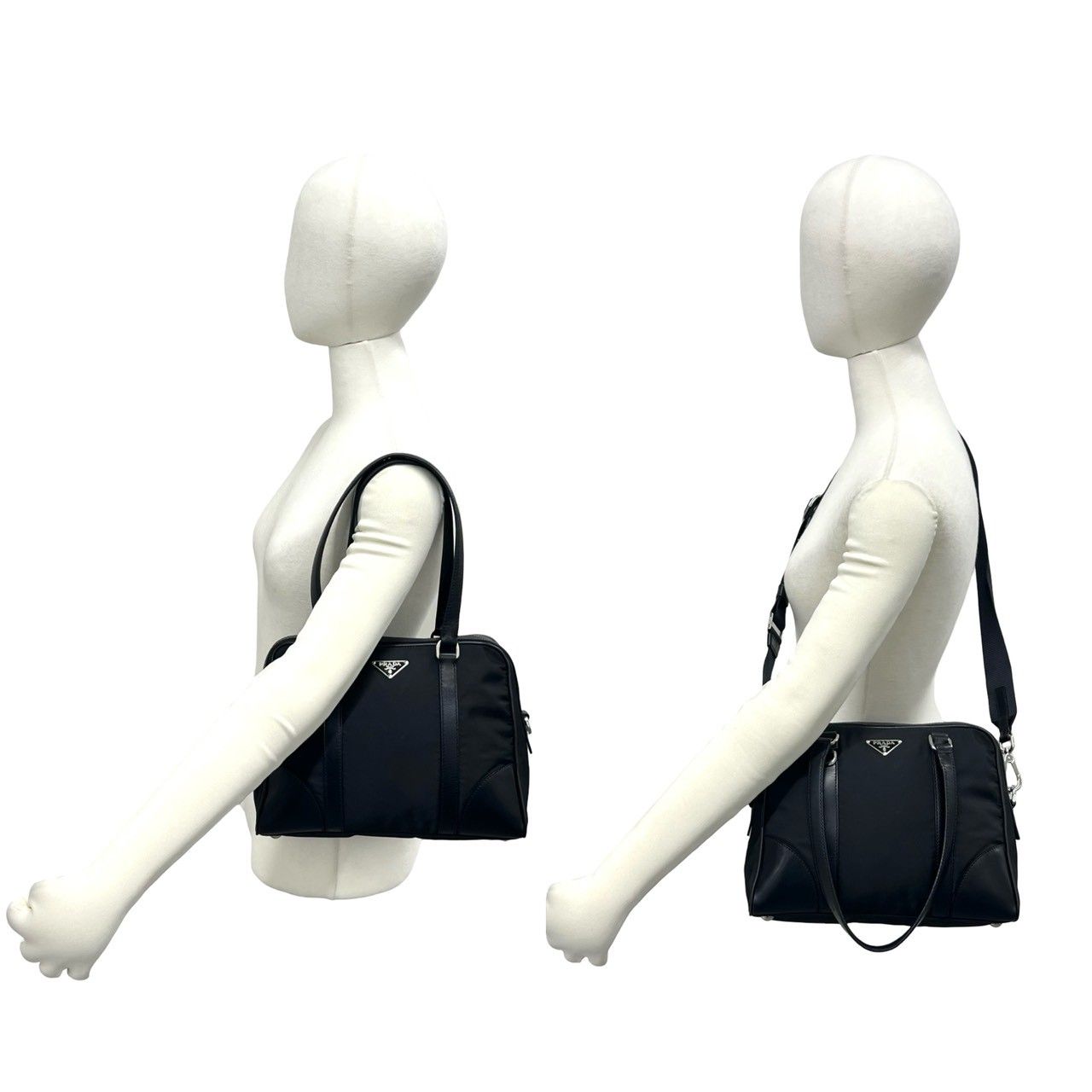 Prada Nylon Leather 2-Way Shoulder Bag Black — view 2