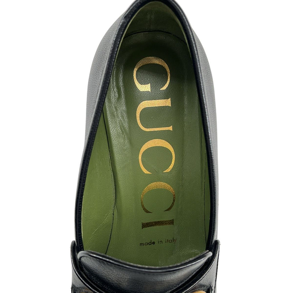 Gucci Horsebit Leather Plat Loafers 36.5 Black — view 7