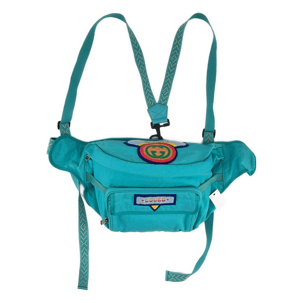 Gucci 2-Way Terry Cloth Patch Waist Bag Green