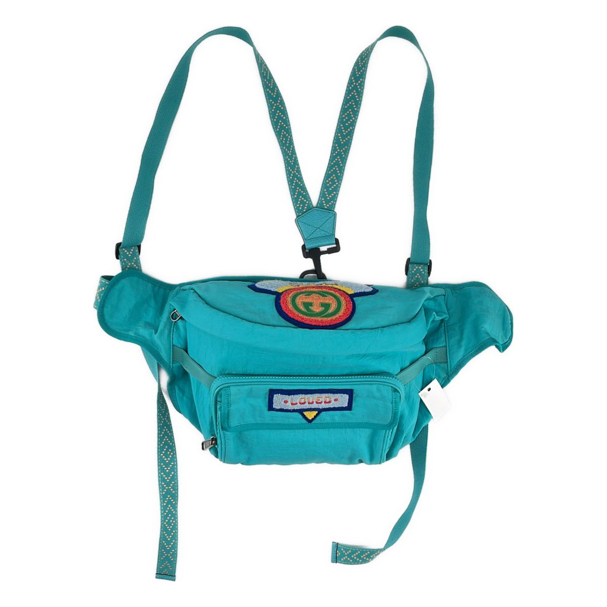 Gucci 2-Way Terry Cloth Patch Waist Bag Green
