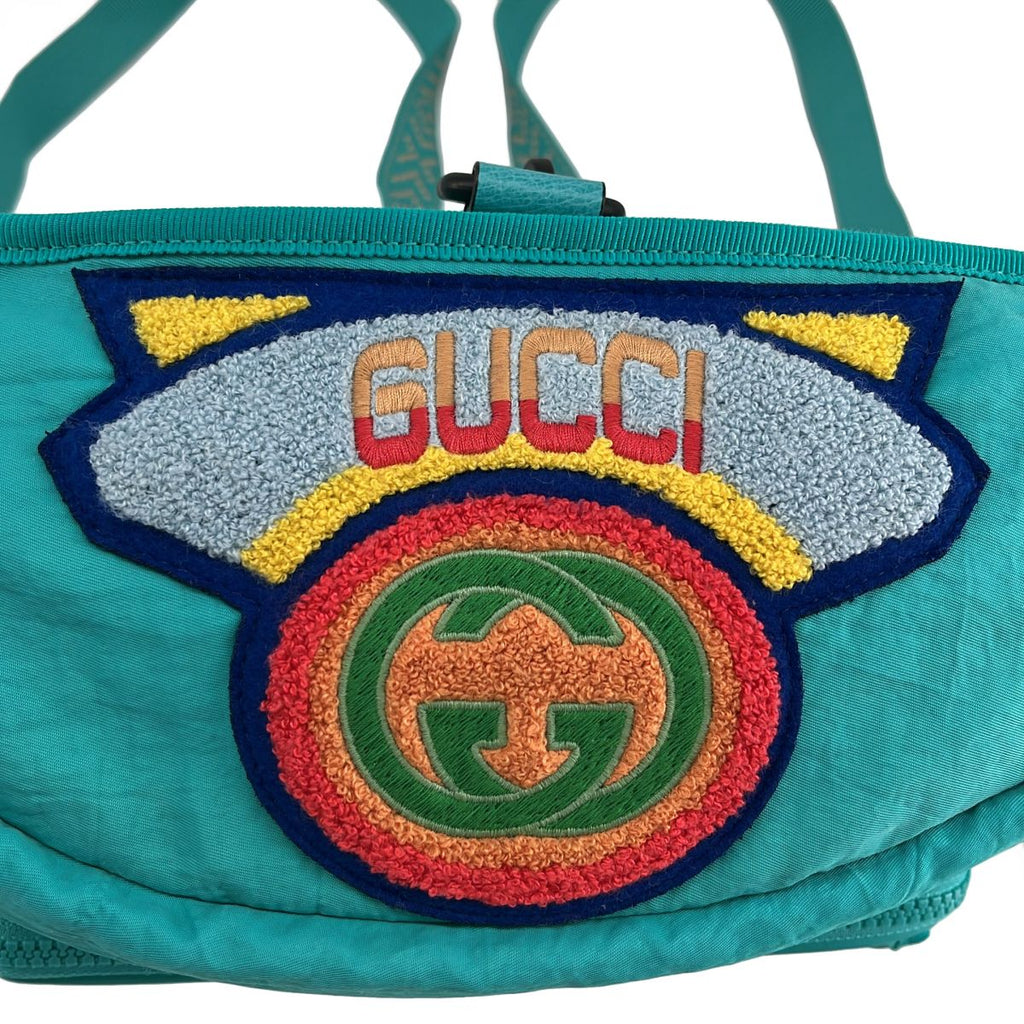 Gucci 2-Way Terry Cloth Patch Waist Bag Green — view 8
