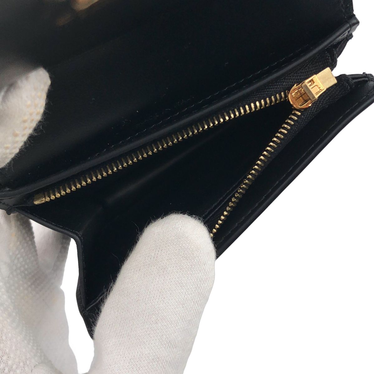 Celine Triomphe Compact Wallet Black Gold — view 3