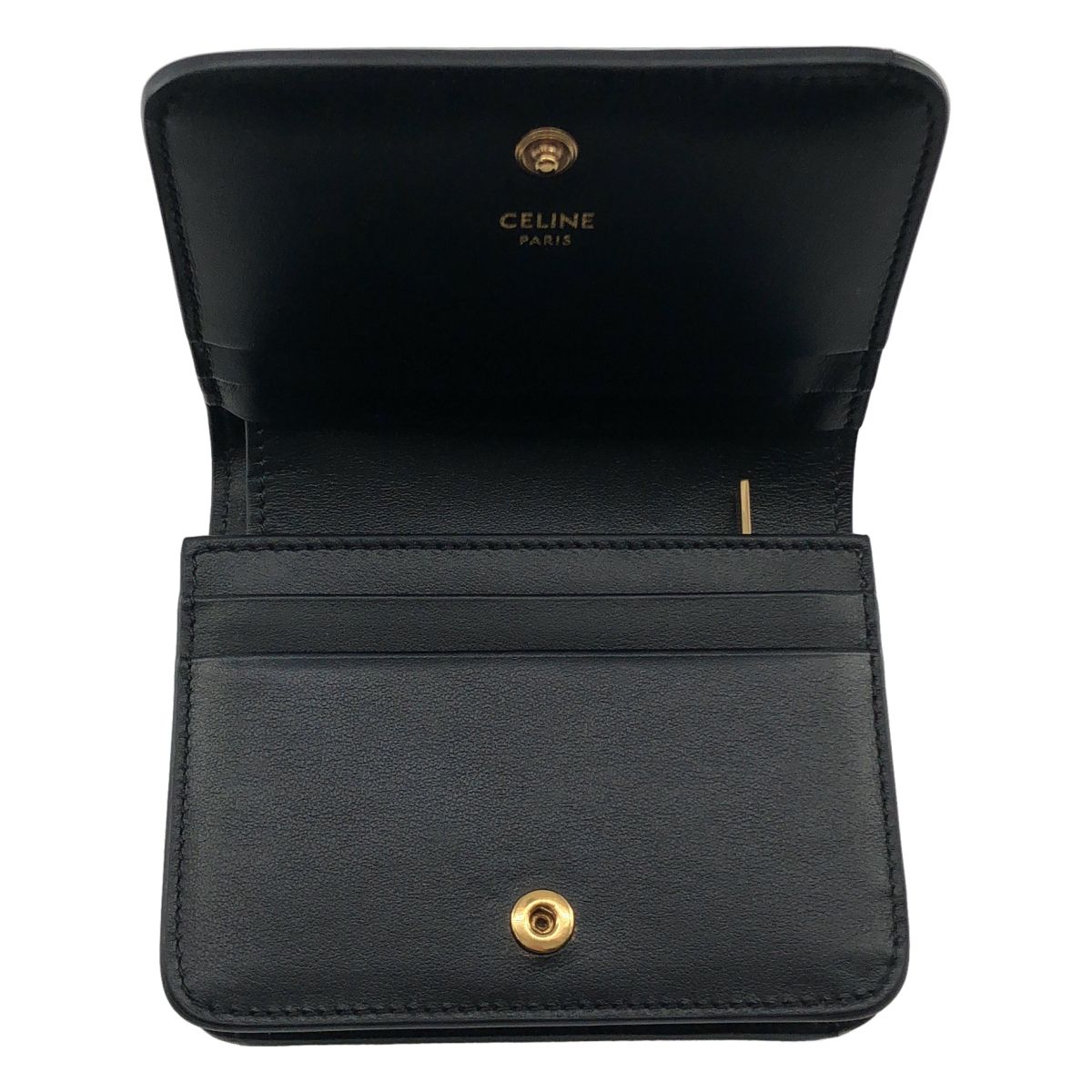 Celine Triomphe Compact Wallet Black Gold — view 4