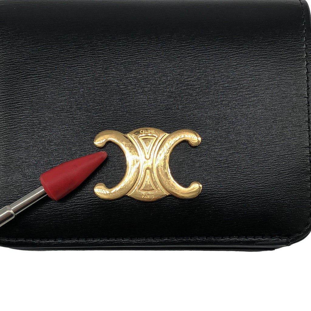 Celine Triomphe Compact Wallet Black Gold — view 6