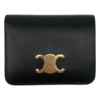 Celine Triomphe Compact Wallet Black Gold
