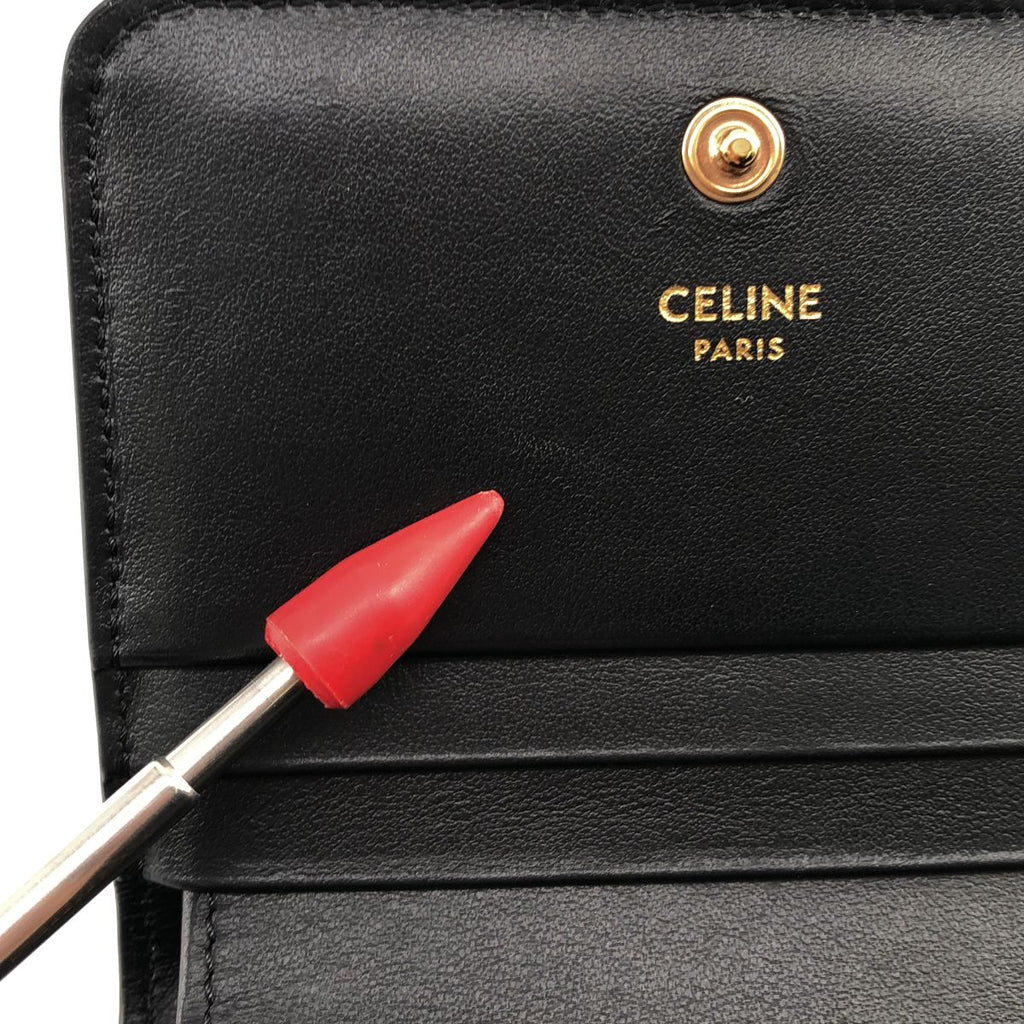 Celine Triomphe Compact Wallet Black Gold — view 5
