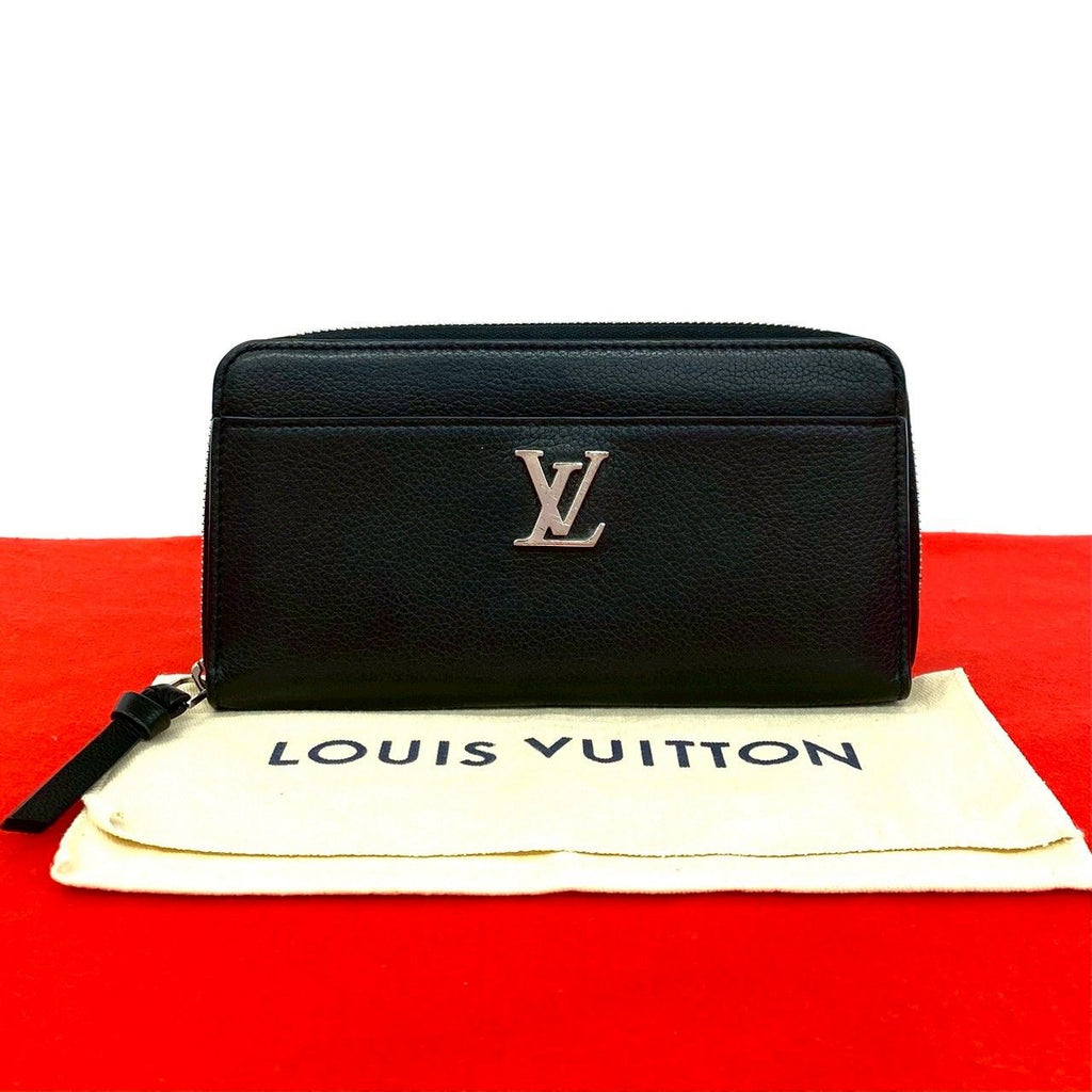 Louis Vuitton Lockme Zippy Wallet Leather Zip Around Noir Handbag